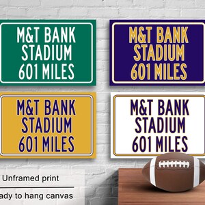 Personalized M&T Bank Stadium Distance Sign: Baltimore Ravens Wall Art