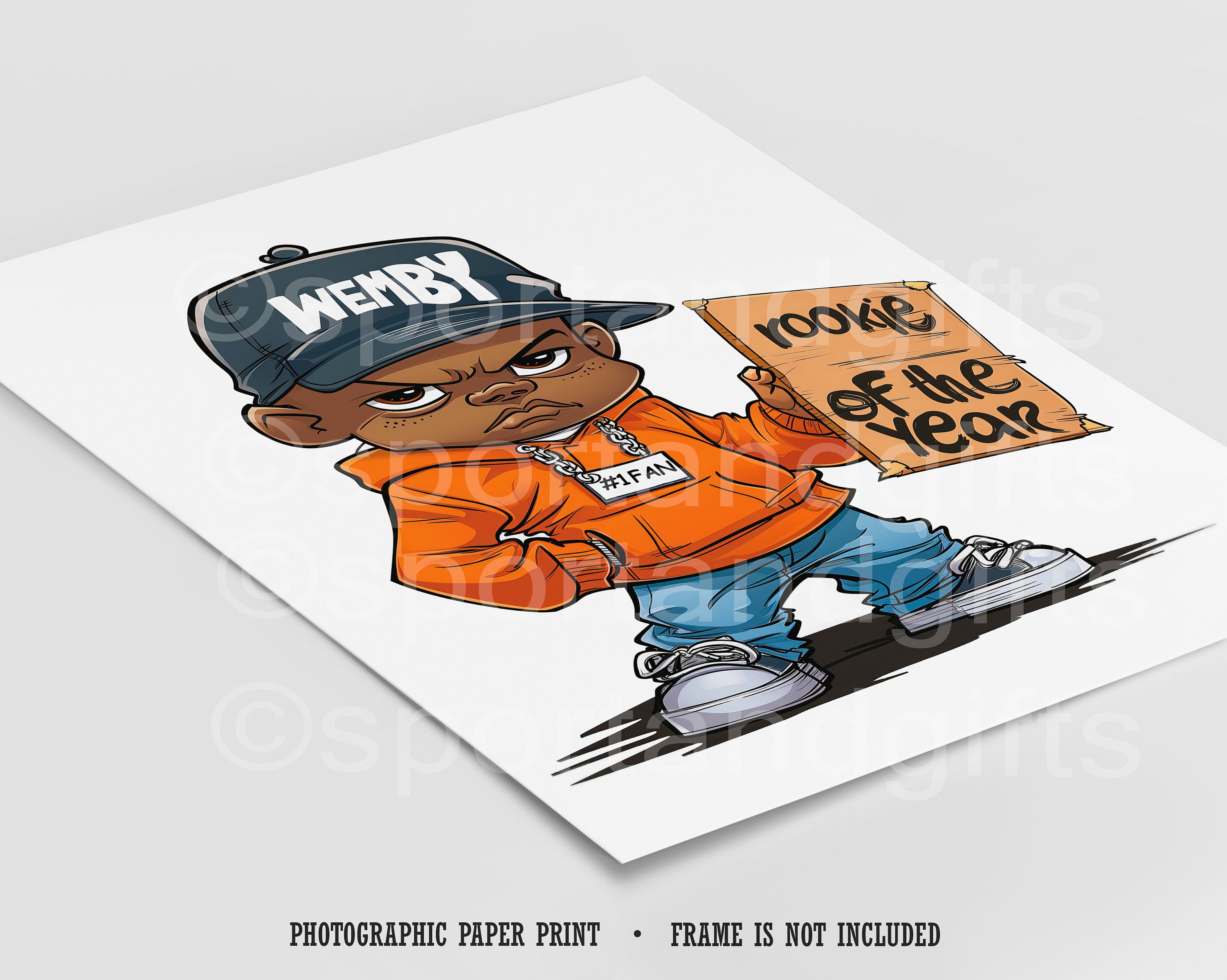 Wemby Rookie of the Year Cartoon Poster: Spurs Fan Art Print or Canvas ...