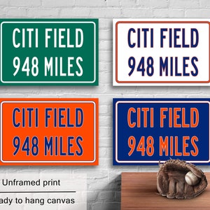 Personalized CITI Field Distance Sign: New York Mets Baseball Art Print or Canvas