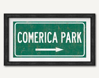 Comerica Park Sign Print: Detroit Tigers Baseball Fan Art