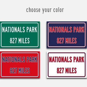 Personalized Nationals Park Distance Sign: Baseball Fan Art Print or Canvas