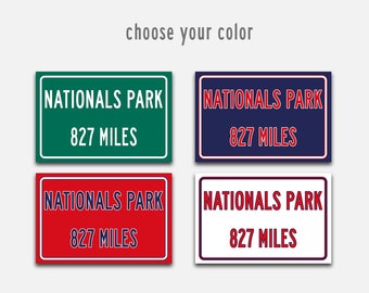 Personalized Highway Distance Sign To Nationals Park, Washington Nationals Wall Art Poster Print or Canvas Wrap