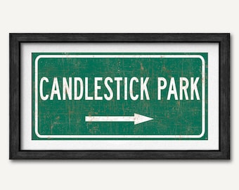 Candlestick Park Highway Sign, San Fransisco 49ers Fan Wall Art Poster Print, Football Gift For Him