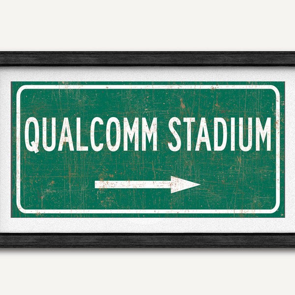 Qualcomm Stadium Highway Sign, San Diego Chargers Fan Wall Art Poster Print, Football Gift For Him