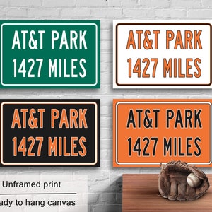 Personalized AT&T Park Distance Sign: San Francisco Giants Baseball Art (Print or Canvas)