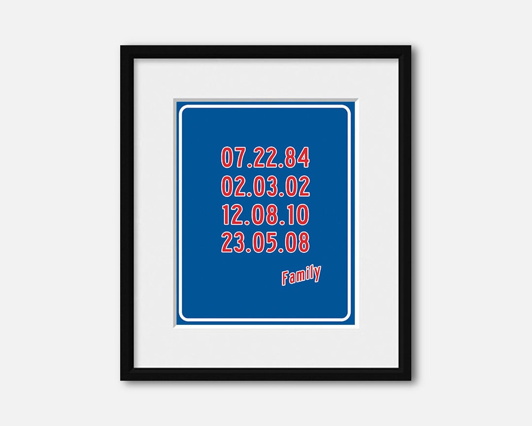 Chicago Cubs Gift Special Dates Art Print Family Dates Etsy UK