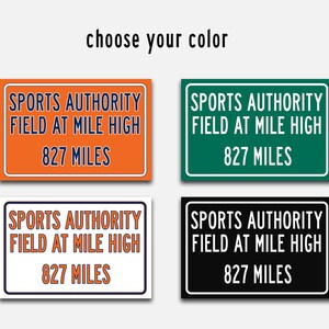 Personalized Denver Broncos Stadium Sign: Custom Distance Art Print or Canvas
