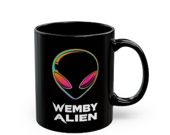 Wemby Alien Mug: San Antonio Spurs Fiesta Colors, Black Glossy Ceramic