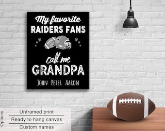 Raiders Grandpa Gift: Personalized Football Fan Art Print or Canvas