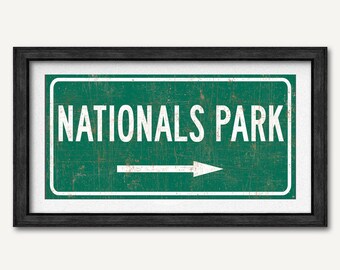 Nationals Park Highway Sign, Washington Nationals Fan Wall Art Poster Print, Baseball Gift For Him