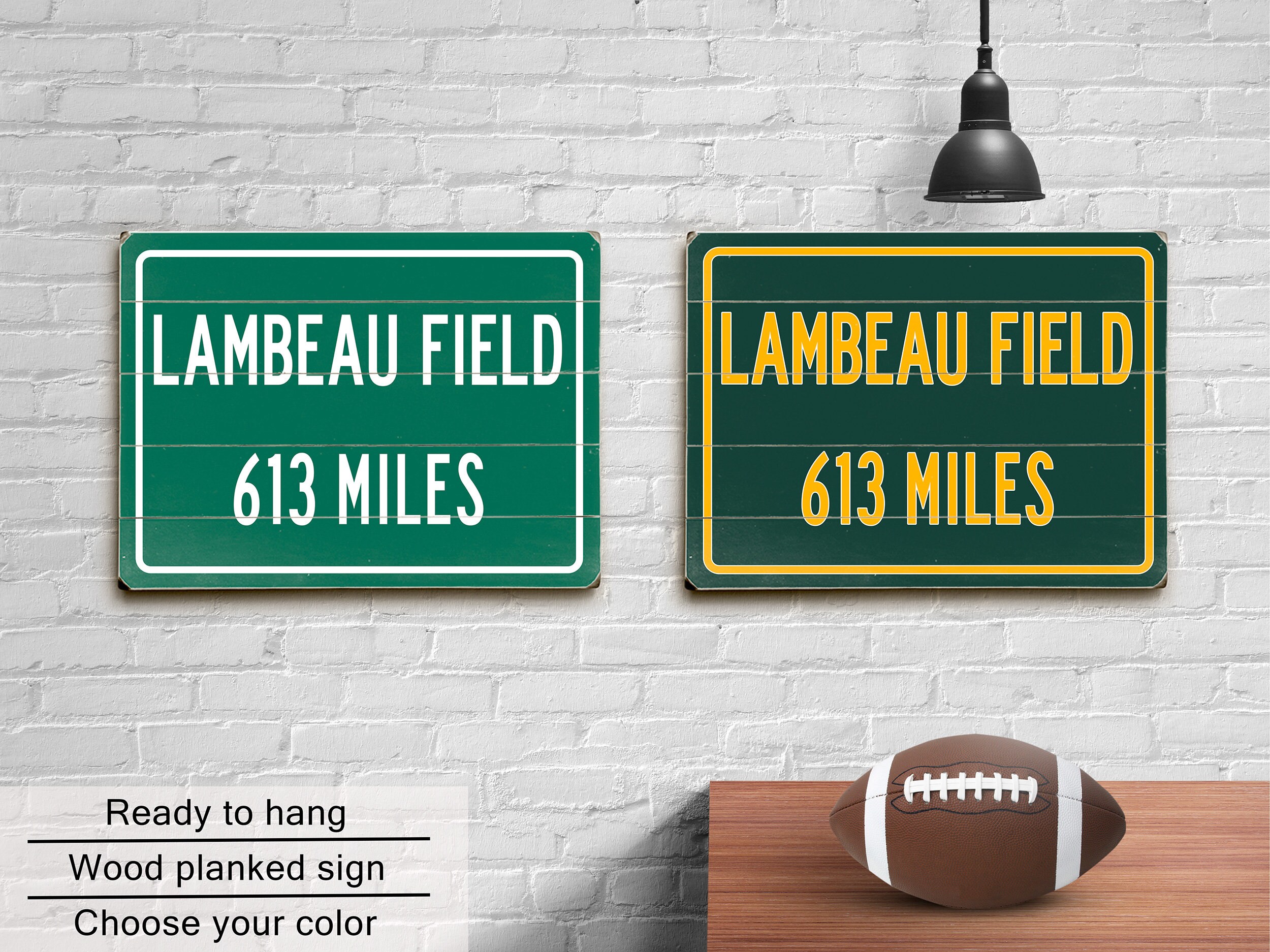 Lambeau Field Wood Sign Personalized Highway Distance to Green Etsy