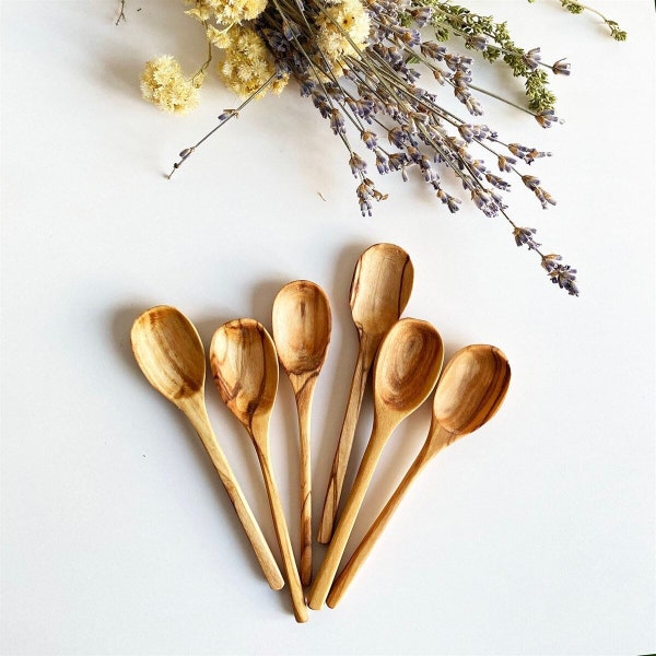 Olive Wood Tea Spoon Set, Olive Wood Coffee Spoon, High Quality Coffee Spoons, Handmade Wooden Tea Spoon, 4.7 inches spoon, Set Of 6 spoons