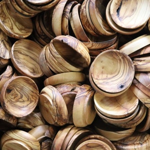 Deformed Olive Wood Mini Bowls in Bulk, Rustic Tiny Dishes image 1