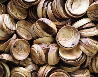 Deformed Olive Wood Mini Bowls in Bulk, Rustic Tiny Dishes