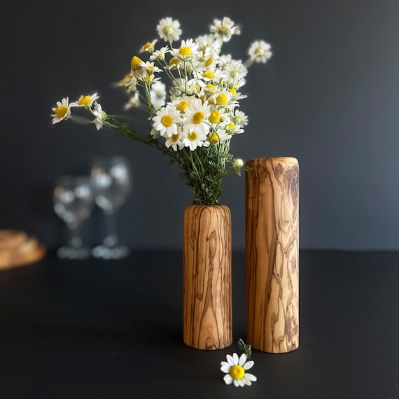 Olive Wood Minimalist Vase Set | Olive Wood Vases | Gift for The Home