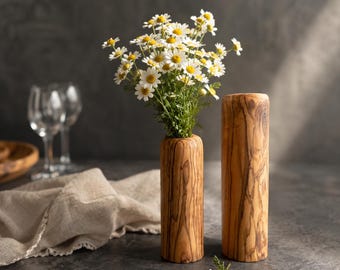 Olive Wood Minimalist Vase Set | Olive Wood Vases | Gift for The Home