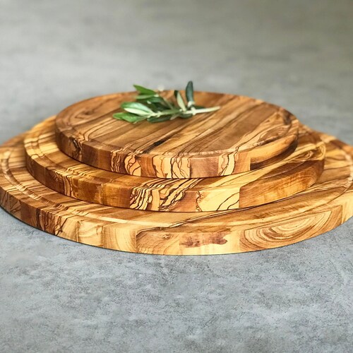 Round Olive Wood Pizza Board Etsy