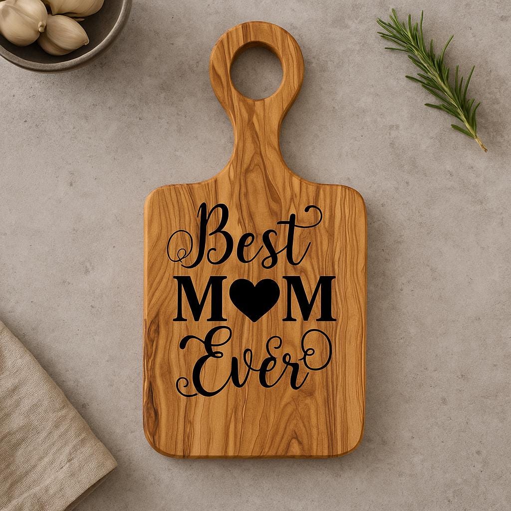 オリーブウッドのカスタマイズ可能なハンドル付きカッティングボード