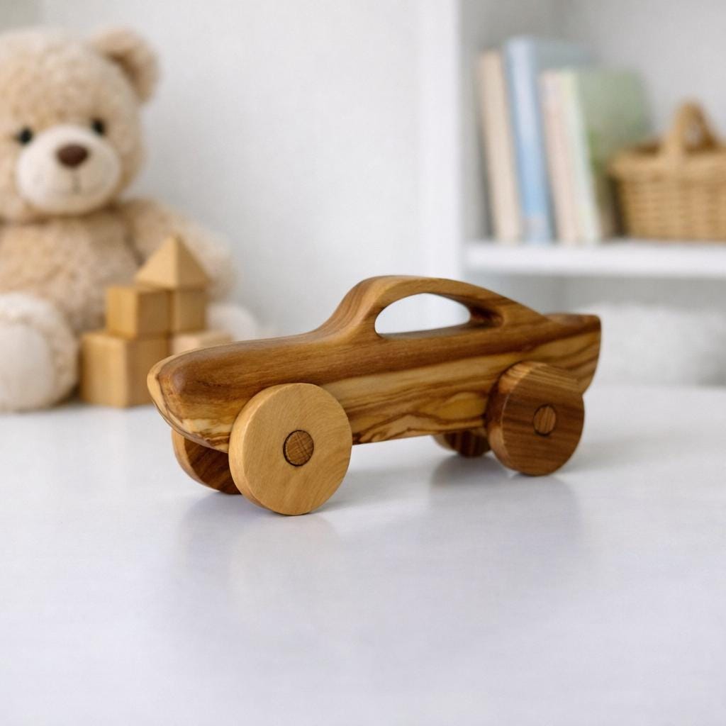 Olive Wood Toy Car, Natural Eco-friendly Play - Etsy