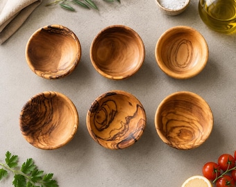 Mini cuencos de madera de olivo / Platos navideños