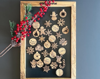 Exhibidor magnético de madera de olivo – Tablero magnético navideño