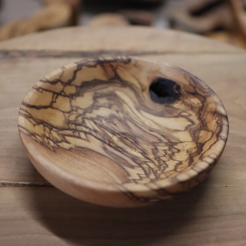 Deformed Olive Wood Mini Bowls in Bulk, Rustic Tiny Dishes image 4