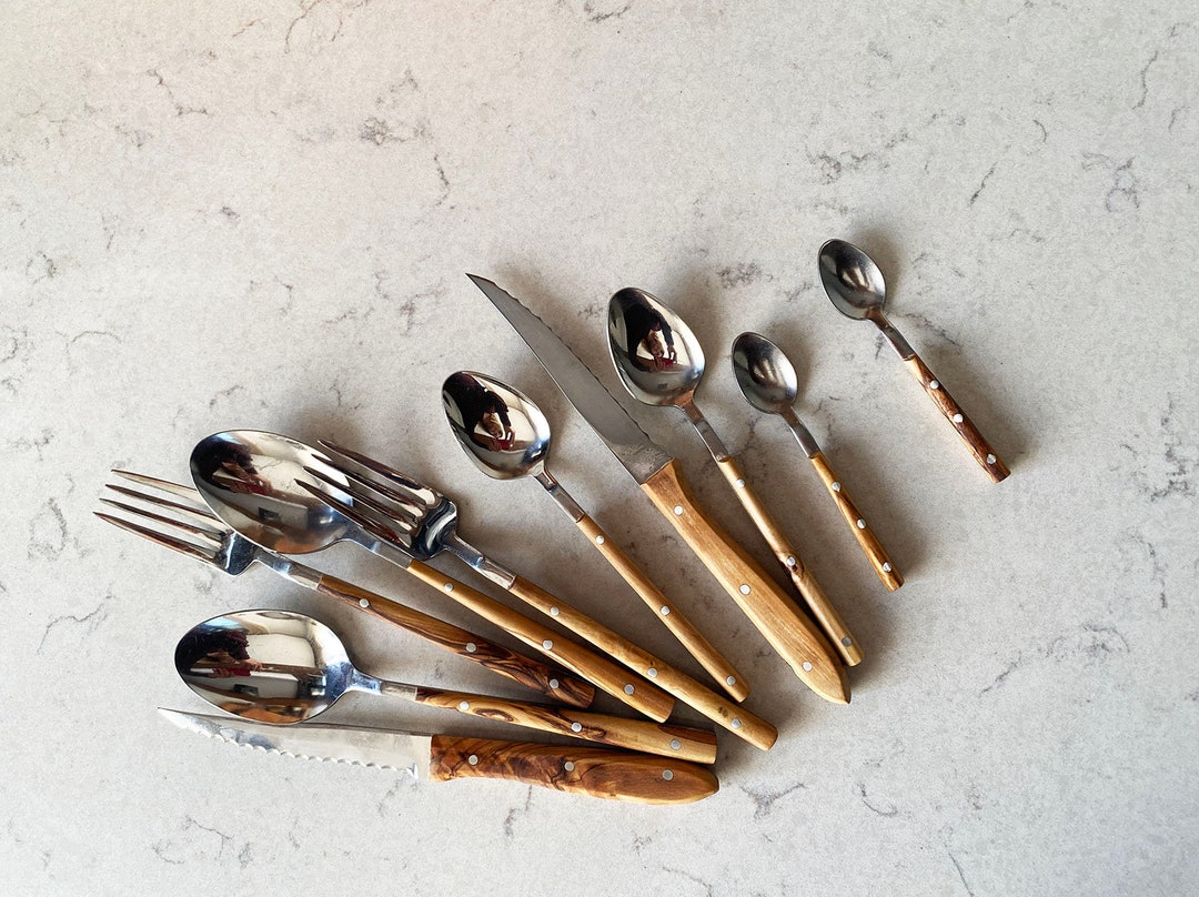 未使用 Sonoma Williams | Utensil Kitchen Turner Olivewood 陶器ハンドル 高級 木箱入 10本 カトラリーセット ORIENTAL カトラリー(スプーン等)