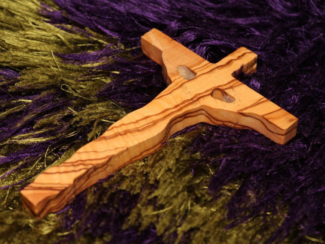 Olive Wood Christ Cross, Handmade Wooden Cross, Authentic Wooden Cross, Unique Olive Wood Christ