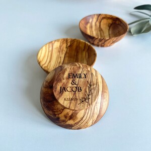 Personalized Olive Wood Ring Dish, Engagement Gift image 7
