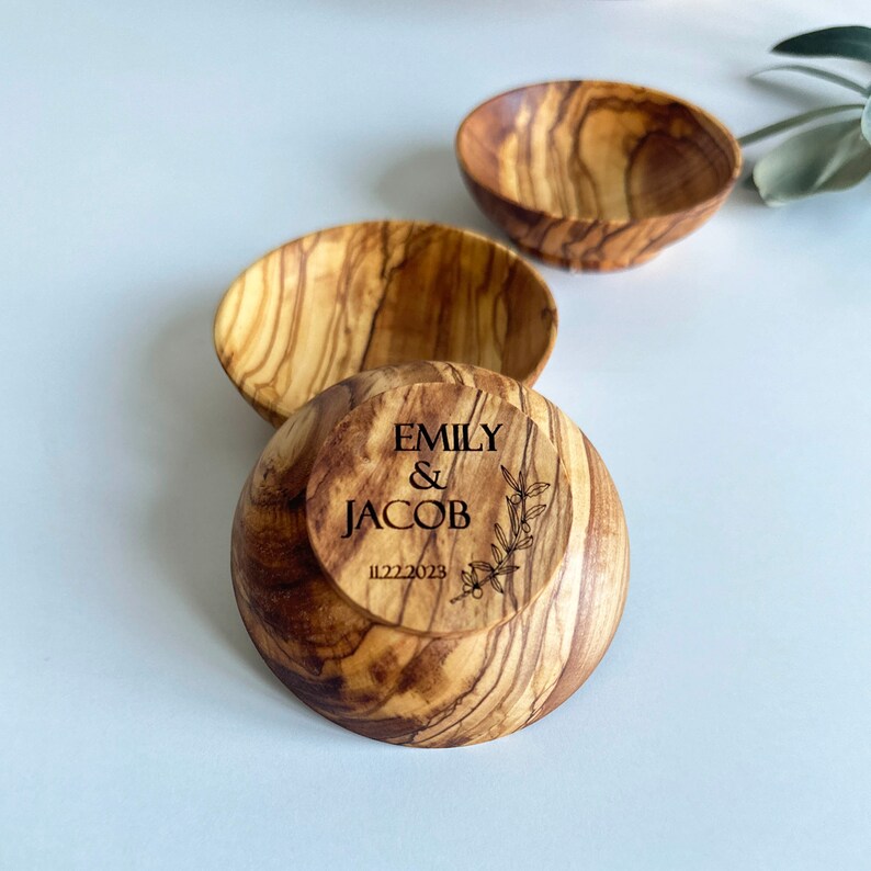 Personalized Olive Wood Ring Dish, Engagement Gift image 7