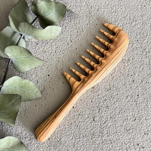 Olive wood comb, comb for curly hair, massager comb, wide teeth comb