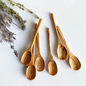 Olive Wood Tea Spoon Set, Olive Wood Coffee Spoon, High Quality Coffee Spoons, Handmade Wooden Tea Spoon, 4.7 inches spoon, Set Of 6 spoons