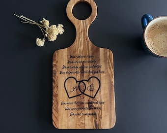 Personalized Olive Wood Cutting Board, Engraved Names, Anniversary Gift