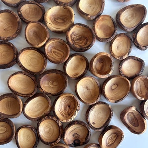 Deformed Olive Wood Rustic Mini Bowls in Bulk, Rustic Tiny Dishes, Personalized Rustic Mini Bowl