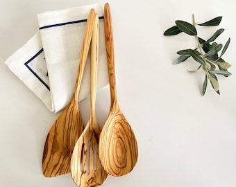 Olive Wood Organic Cutlery, Olive Wood Serving Spoon