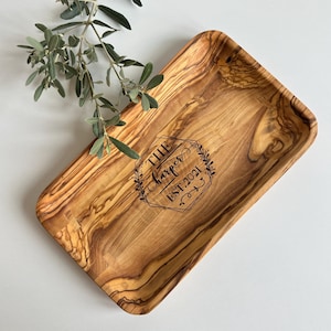 Personalized Olive Wood Serving Tray, Handmade Olive Wood Tray