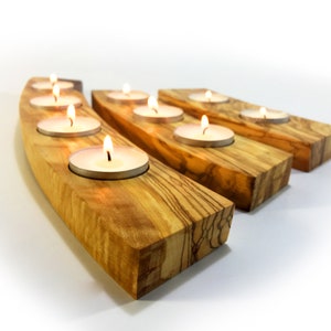Olive Wood Tealight Holders Set of 3 | Gift For The Home