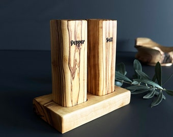 Olive Wood Salt & Pepper Shaker, Olive Wood Shaker, Authentic Wooden Salt and Pepper Shaker, Natural Wooden Salt Shaker set