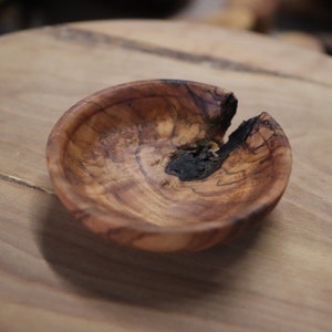 Deformed Olive Wood Mini Bowls in Bulk, Rustic Tiny Dishes image 3