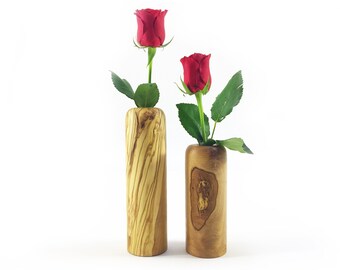 Olive Wood Minimalist Vase Set, Olive Wood Vases