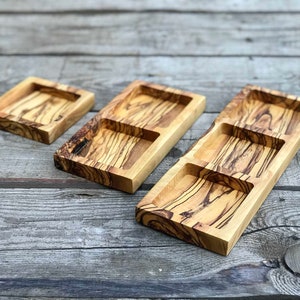 Olive Wood Square Snack Dishes, Wooden Snack Dishes