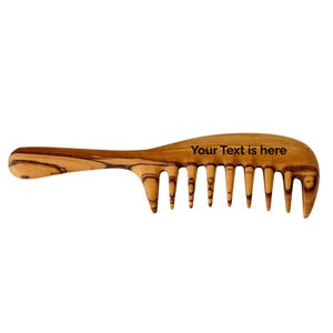 Personalizable Olive Wood Wide Tooth Comb – Handmade Hair Care image 7
