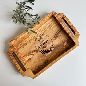 Personalized Olive Wood Serving Tray for Stylish Presentation, Christmas Gift, Gift For The Home