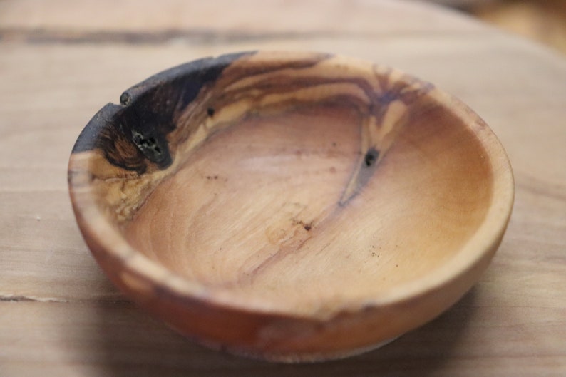 Deformed Olive Wood Mini Bowls in Bulk, Rustic Tiny Dishes image 6