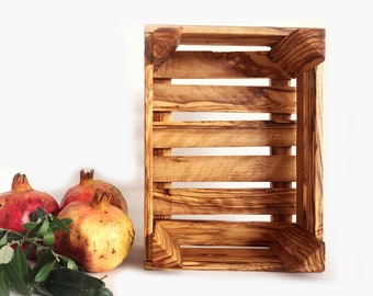Olive Wood Crate, Olive Wood Basket, Olive Wood Fruit Basket, Olive Wood Veggie Basket, Wooden Veggie Basket, Authentic Basket