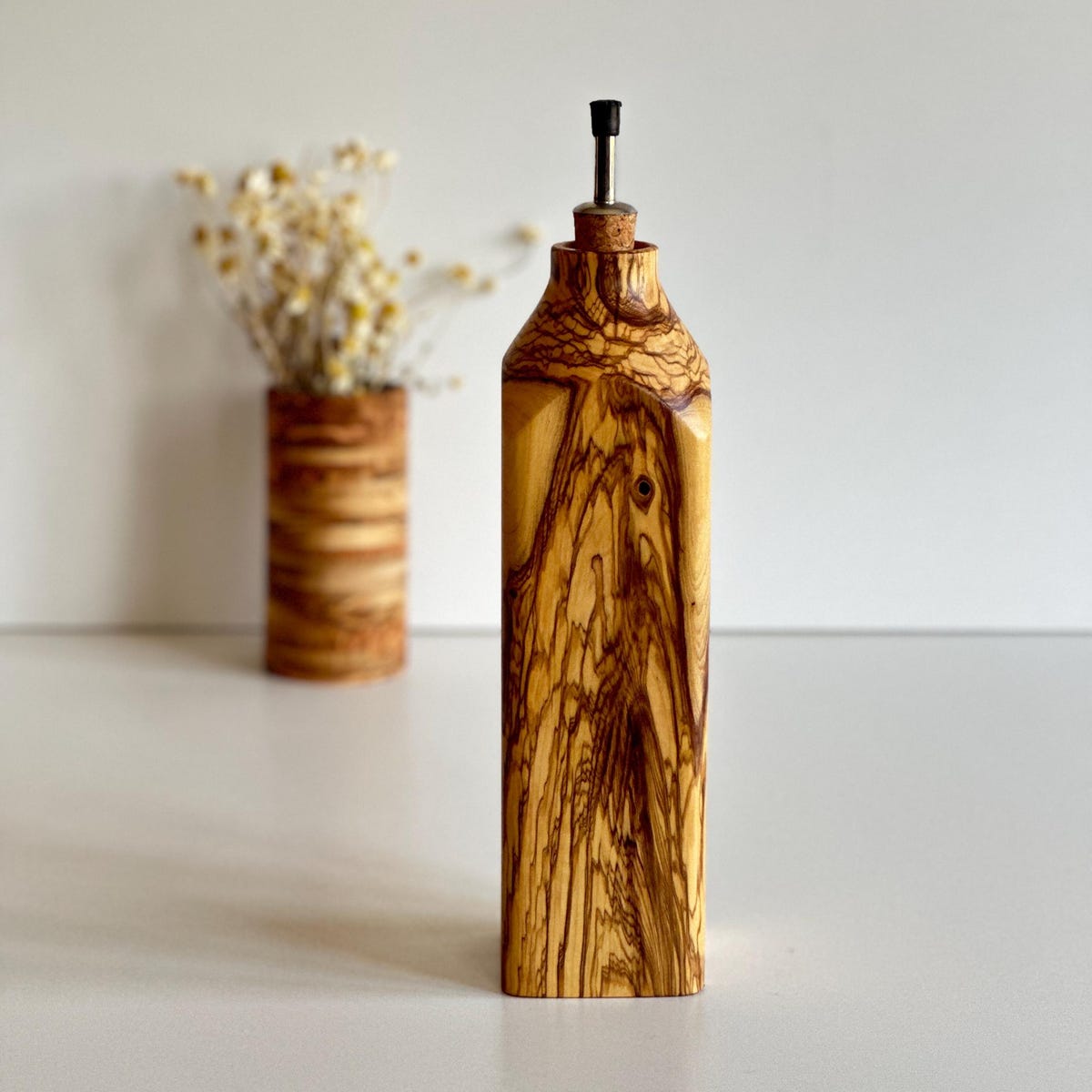 Olive Wood Oil Bottle, Handmade Olive Wood Oil Dispenser - Etsy