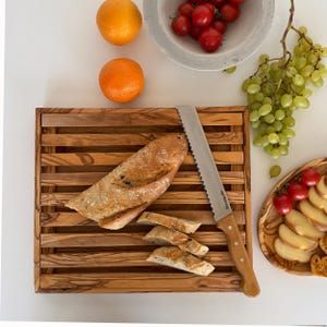 Olive Wood Bread Board | Wooden Bread Cutting Board | Olive Wood Breat Slicer