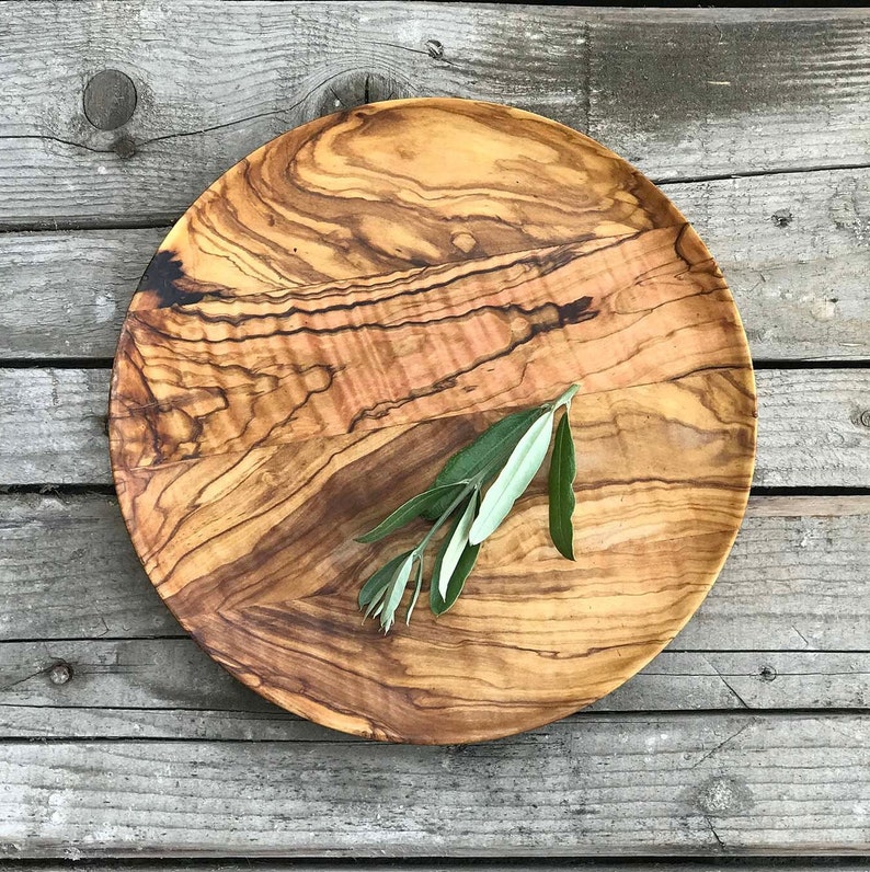 Olive Wood Shallow Serving Plates Wooden Plates for Food Etsy