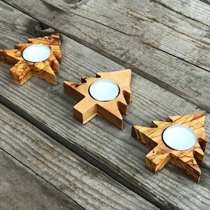Olive Wood Tealight Holders Set, Olive Wood Tealight Holder