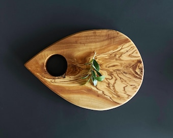 Handmade Olive Wood Serving Board, Natural Grain Cheese Board